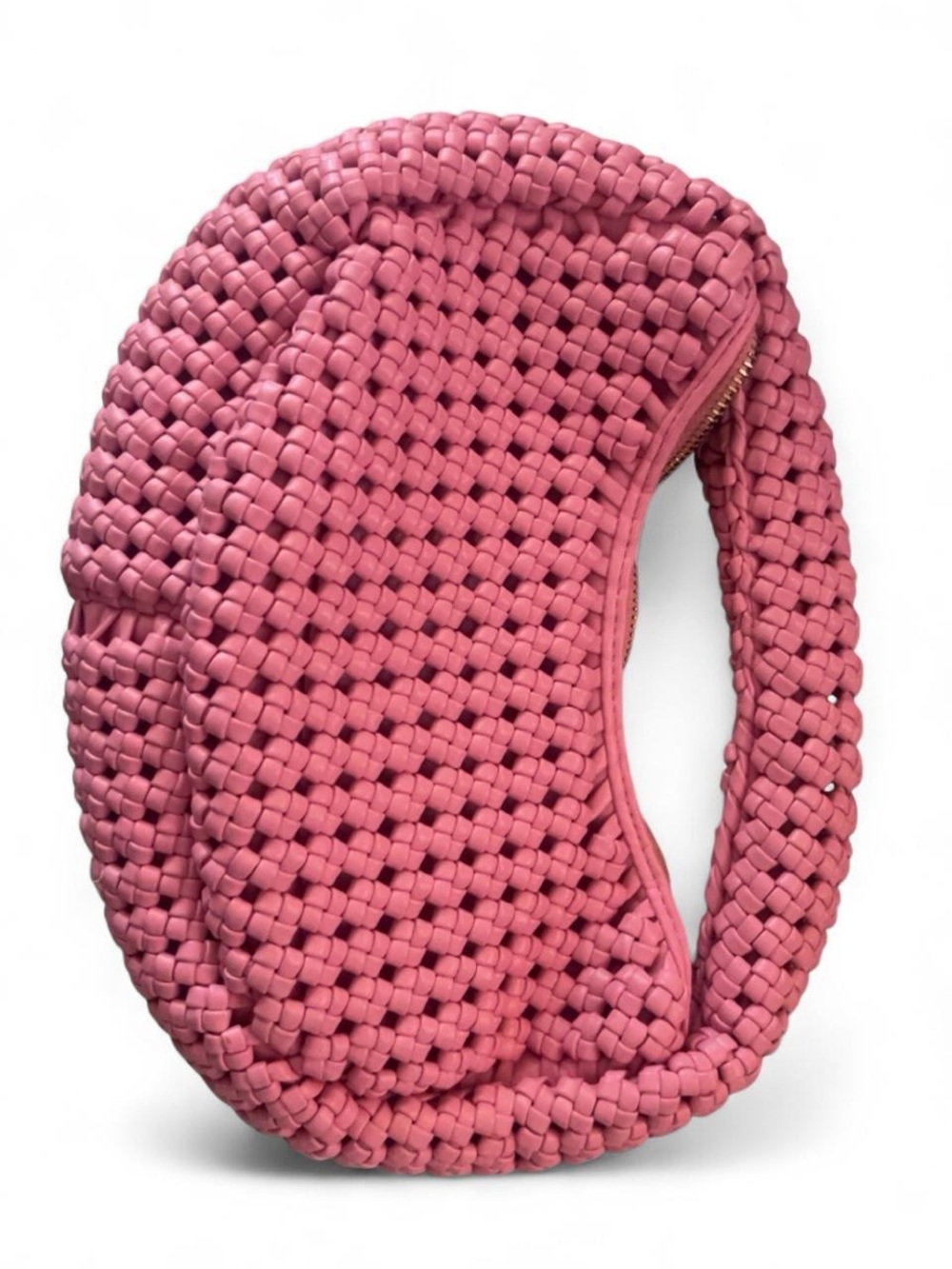 Woven Pink Zip Clutch